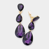 Teardrop Glass Crystal Drop Evening Clip On Earrings - Madeline Love - Flyclothing LLC