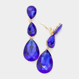 Teardrop Glass Crystal Drop Evening Clip On Earrings - Madeline Love - Flyclothing LLC