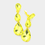 Teardrop Glass Crystal Drop Evening Clip On Earrings - Madeline Love - Flyclothing LLC