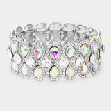Teardrop Glass Crystal Pave Stretch Evening Bracelet - Madeline Love - Flyclothing LLC