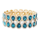 Teardrop Glass Crystal Pave Stretch Evening Bracelet - Madeline Love - Flyclothing LLC