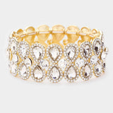 Teardrop Glass Crystal Pave Stretch Evening Bracelet - Madeline Love - Flyclothing LLC