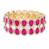 Teardrop Glass Crystal Pave Stretch Evening Bracelet - Madeline Love - Flyclothing LLC