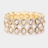 Teardrop Glass Crystal Pave Stretch Evening Bracelet - Madeline Love - Flyclothing LLC