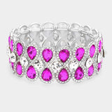 Teardrop Glass Crystal Pave Stretch Evening Bracelet - Madeline Love - Flyclothing LLC