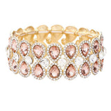 Teardrop Glass Crystal Pave Stretch Evening Bracelet - Madeline Love - Flyclothing LLC
