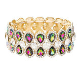 Teardrop Glass Crystal Pave Stretch Evening Bracelet - Madeline Love - Flyclothing LLC