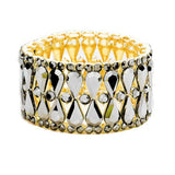 Teardrop Glass Stone Cluster Evening Stretch Bracelet - Madeline Love - Flyclothing LLC