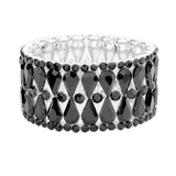 Teardrop Glass Stone Cluster Evening Stretch Bracelet - Madeline Love - Flyclothing LLC