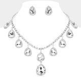 Teardrop Glass Stone Cluster Station Evening Necklace - Madeline Love - Flyclothing LLC