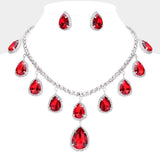 Teardrop Glass Stone Cluster Station Evening Necklace - Madeline Love - Flyclothing LLC