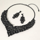 Teardrop Marquise Round Stone Embellished V Shaped Evening Necklace - Madeline Love - Flyclothing LLC
