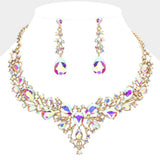 Teardrop Round Stone Cluster Evening Necklace - Madeline Love - Flyclothing LLC