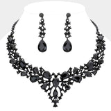 Teardrop Round Stone Cluster Evening Necklace - Madeline Love - Flyclothing LLC