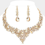 Teardrop Round Stone Cluster Evening Necklace - Madeline Love - Flyclothing LLC