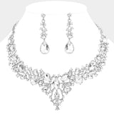 Teardrop Round Stone Cluster Evening Necklace - Madeline Love - Flyclothing LLC