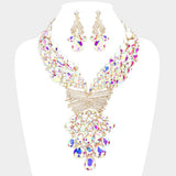 Teardrop Round Stone Embellished Statement Evening Necklace - Madeline Love - Flyclothing LLC
