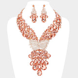 Teardrop Round Stone Embellished Statement Evening Necklace - Madeline Love - Flyclothing LLC
