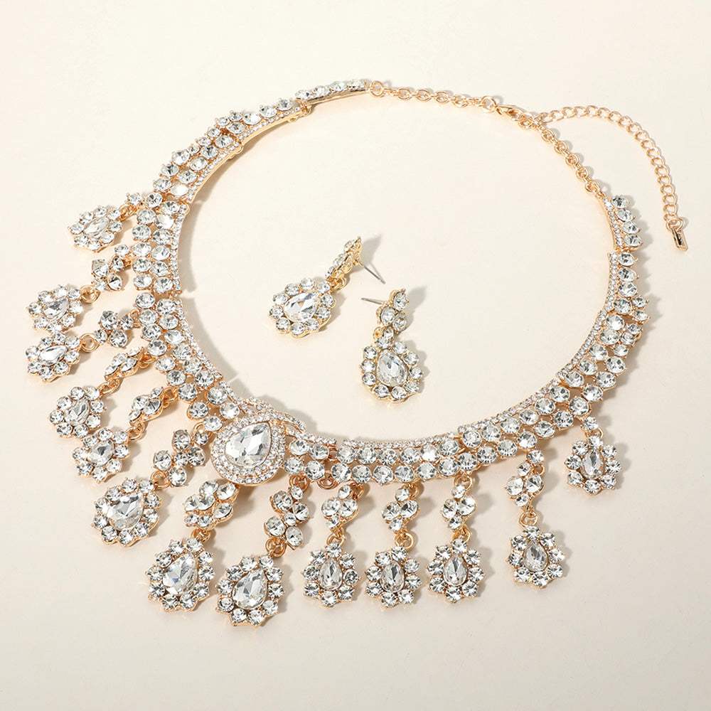 Teardrop Stone Chandelier Evening Necklace - Madeline Love - Flyclothing LLC