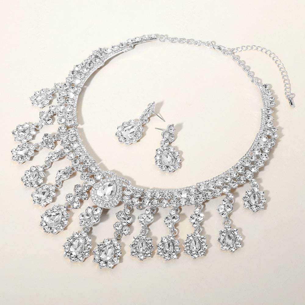 Teardrop Stone Chandelier Evening Necklace - Madeline Love - Flyclothing LLC