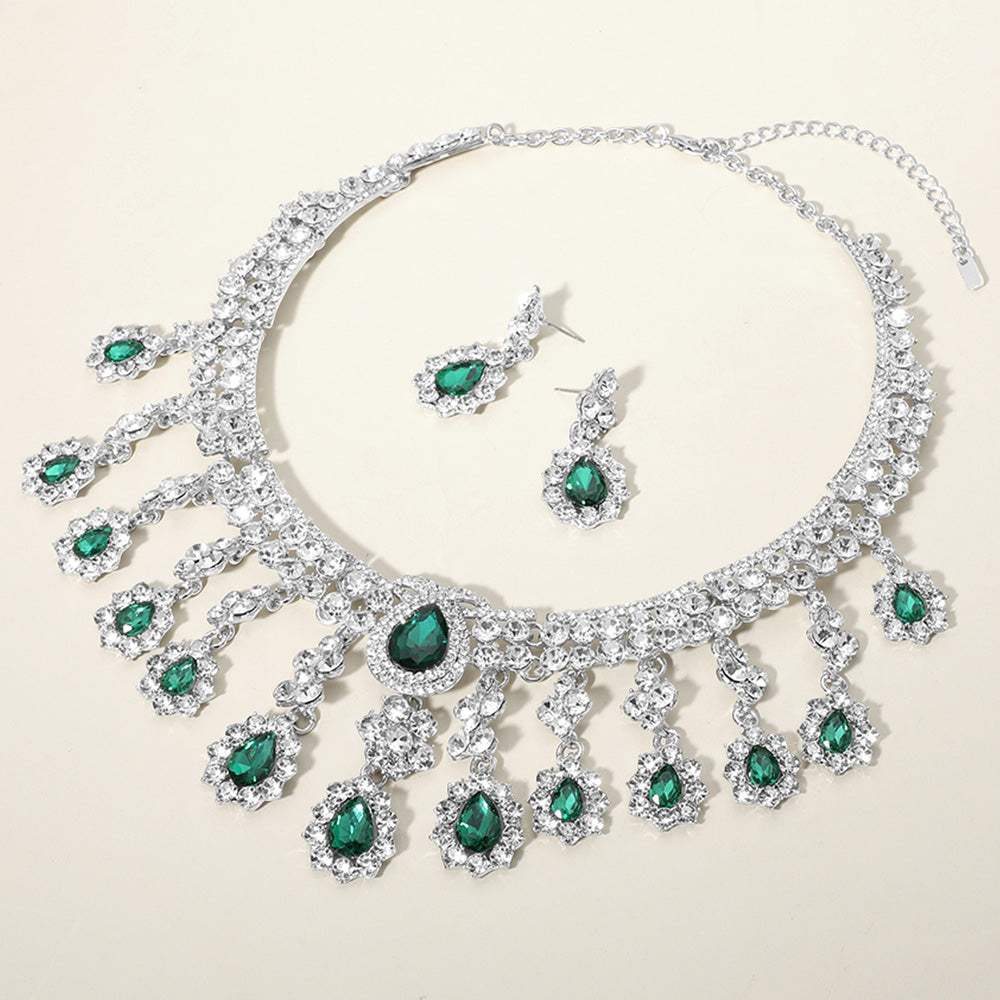 Teardrop Stone Chandelier Evening Necklace - Madeline Love - Flyclothing LLC