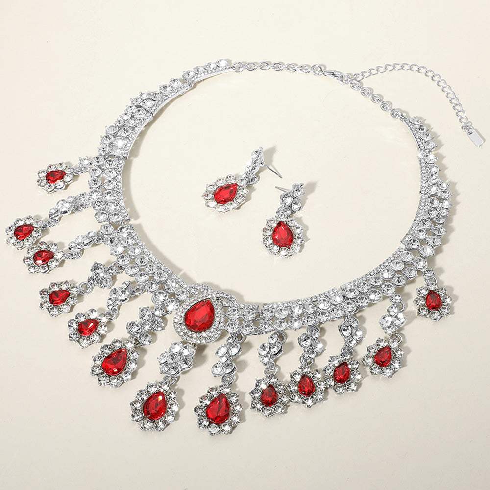 Teardrop Stone Chandelier Evening Necklace - Madeline Love - Flyclothing LLC