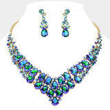 Teardrop Stone Cluster Collar Evening Necklace - Madeline Love - Flyclothing LLC