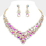 Teardrop Stone Cluster Collar Evening Necklace - Madeline Love - Flyclothing LLC