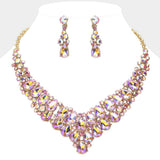 Teardrop Stone Cluster Collar Evening Necklace - Madeline Love - Flyclothing LLC