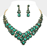 Teardrop Stone Cluster Collar Evening Necklace - Madeline Love - Flyclothing LLC