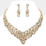 Teardrop Stone Cluster Collar Evening Necklace - Madeline Love - Flyclothing LLC