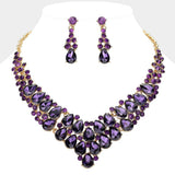 Teardrop Stone Cluster Collar Evening Necklace - Madeline Love - Flyclothing LLC