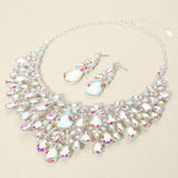 Teardrop Stone Cluster Embellished Statement Evening Necklace - Madeline Love - Flyclothing LLC
