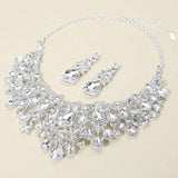 Teardrop Stone Cluster Embellished Statement Evening Necklace - Madeline Love - Flyclothing LLC