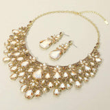 Teardrop Stone Cluster Embellished Statement Evening Necklace - Madeline Love - Flyclothing LLC