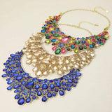 Teardrop Stone Cluster Embellished Statement Evening Necklace - Madeline Love - Flyclothing LLC