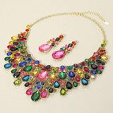 Teardrop Stone Cluster Embellished Statement Evening Necklace - Madeline Love - Flyclothing LLC
