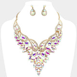 Teardrop Stone Cluster Evening Bib Necklace - Madeline Love - Flyclothing LLC