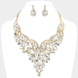 Teardrop Stone Cluster Evening Bib Necklace - Madeline Love - Flyclothing LLC