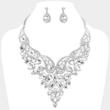 Teardrop Stone Cluster Evening Bib Necklace - Madeline Love - Flyclothing LLC