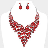 Teardrop Stone Cluster Evening Bib Necklace - Madeline Love - Flyclothing LLC