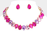Teardrop Stone Cluster Link Evening Necklace - Madeline Love - Flyclothing LLC