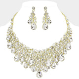 Teardrop Stone Cluster Marquise Vine Embellished Evening Necklace - Madeline Love - Flyclothing LLC