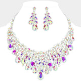 Teardrop Stone Cluster Marquise Vine Embellished Evening Necklace - Madeline Love - Flyclothing LLC