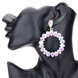 Teardrop Stone Cluster Open Circle Dangle Evening Earrings - Madeline Love - Flyclothing LLC