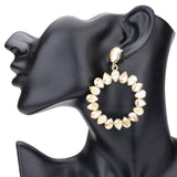 Teardrop Stone Cluster Open Circle Dangle Evening Earrings - Madeline Love - Flyclothing LLC