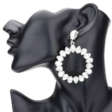 Teardrop Stone Cluster Open Circle Dangle Evening Earrings - Madeline Love - Flyclothing LLC