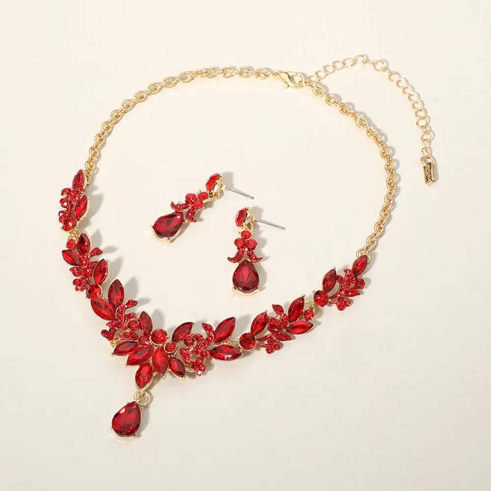 Teardrop Stone Cluster Pointed Marquise Stone Cluster Embellished Evening Necklace - Madeline Love - Flyclothing LLC