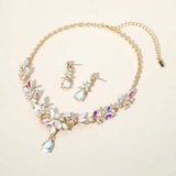 Teardrop Stone Cluster Pointed Marquise Stone Cluster Embellished Evening Necklace - Madeline Love - Flyclothing LLC