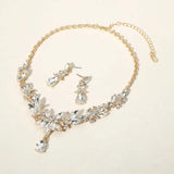Teardrop Stone Cluster Pointed Marquise Stone Cluster Embellished Evening Necklace - Madeline Love - Flyclothing LLC